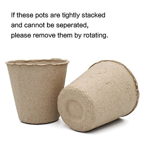 KINGLAKE 100 Pcs 3 Inch Peat Pots, Seeds Starter, Transplant Seedlings with 100 Pcs White Plastic Plant Labels (Pack of 2) - size: 3 Inch (Pack of 2)