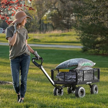 Gorilla Carts Steel Utility Cart, 900 lb. Capacity, 4 Cu Ft, Black