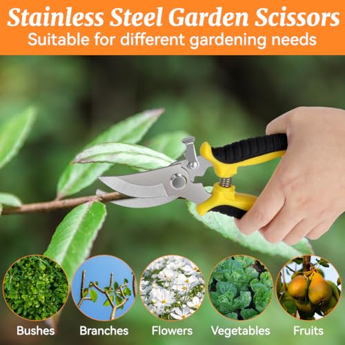 2Pcs Stainless Steel Garden Pruning Shears, Antiskid Curved Sharp Floral Cutter, Snips Parrot-Beak Style -Yellow - color: Yellow
