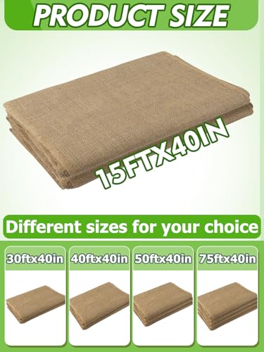 ANPHSIN 15ftx40in Natural Burlap Plant Covers Freeze Protection - size: 15ft