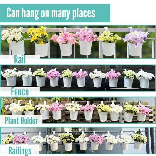 LaLaGreen Rail Planter (4 in, 10 Pack) White Metal Railing Flower Pots - size: 4 Inch (White)