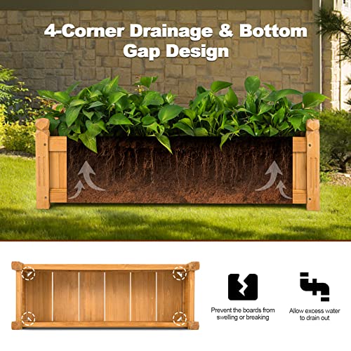S AFSTAR Wooden Raised Garden Bed, Outdoor Rectangular Plant Box W/Drainage Holes, Wood Raised Planter for Vegetable Fruit Flower, Rise Planter Container for Yard Patio Garden 43.5" L x 16" W x 14" H - size: 43.5" x 16" x 14"