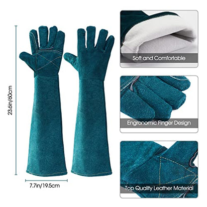 AOWPFVV Animal Handling Gloves Bite Proof for Dogs,Cats, 23.6in Medium - color: A-dark Green Size Medium(23.6in)