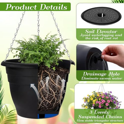 20 Pack Hanging Planter Basket 10 Inch with Drainage Tray - color: Black, size: 10 Inch