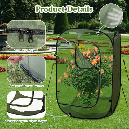 24"x24"x36" Pop Up Mesh Plant Covers, Insect Barrier Plant Enclosure - color: Green