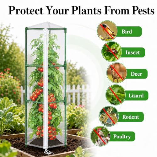 Halatool Garden Tomato Plant Cover Netting, Fits 55–72" Tomato Cages - size: 61 Inch