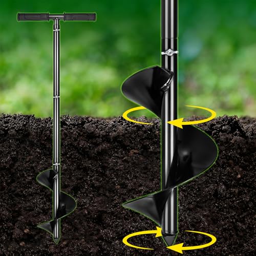M METERXITY Compost Turning Tool 33.4 Inch Compost Stirring Tool Manual Lawn Aerators Mixing Tool for Gardening Bed/Plant Box/Outdoor Tumbler Bins Bags [Black]