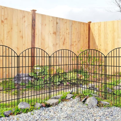 Metal Garden Fence 42 in x 23.3 ft, Tall Outdoor Dog Fence Panel for Yard - size: 42"Hx23.3ft (10Panels)