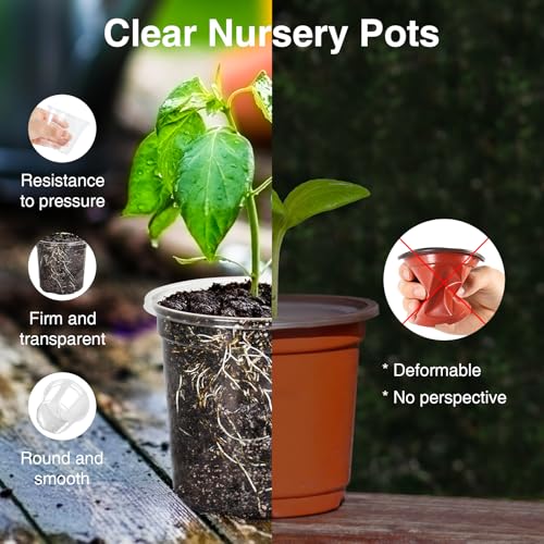 Bonviee Clear Nursery Pots with Drainage Holes, 4/5/7 Inch, 30-Pack - size: 4/5/7 Inch-30 Packs