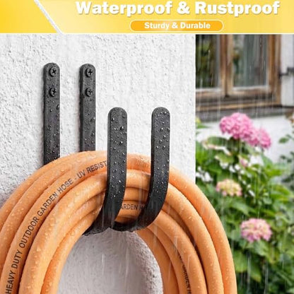 Hose Holders Wall Mount: 4Pcs Heavy-Duty Metal Garden Hose Hanger Outside - color: B-4PCS