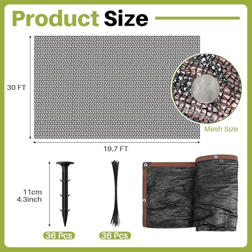 19.7 x 30ft Pond Netting for Koi with Stakes, PE Cover for Fish - size: 19.7 x 30ft