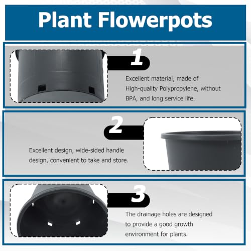 Planter Nursery Pots 5 Gallon Pots for Plants 10Pack - color: Black, size: Round-13inch-10pcs