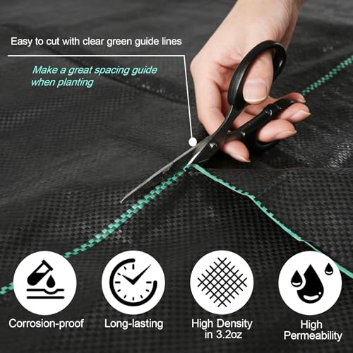Weed Barrier Landscape Fabric 4FT x 100FT - 3.2oz Heavy Duty Weed Control Mat, High Permeability Woven Geotextile Fabric for Driveway, Gravel, Yard Ground Cover, Greenhouse Gardening - color: Black - 4x100FT