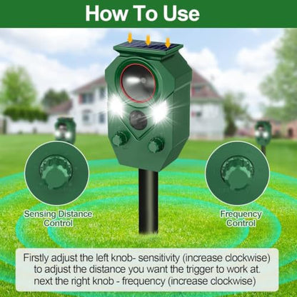 Solar Ultrasonic Animal Repellent Outdoor with PIR Sensor & Flashing Light, Pack of 2 - size: 1 Count (Pack of 2)