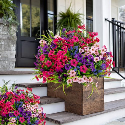 AXYLEX Artificial Flowers for Outdoors, 16 Bundles Fake Plants (Multi 16) - color: 16 Pcs - Pink+purple+red Pink+lavender
