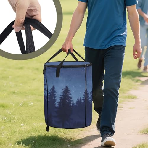 BIGCARJOB Forests Foldable Trash Can Outside Waste Basket Bin Water Resistant Garbage Bag Recycling Bin Trash Can with Lid and Clip(23 Gallons), 22.83x17.71 in - color: Forests