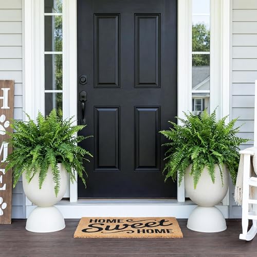 KOL 15 Inch Tall Planters, Beige Plastic Urn Planters, 2 Pack - color: Beige, size: Bundle: 15"+15"