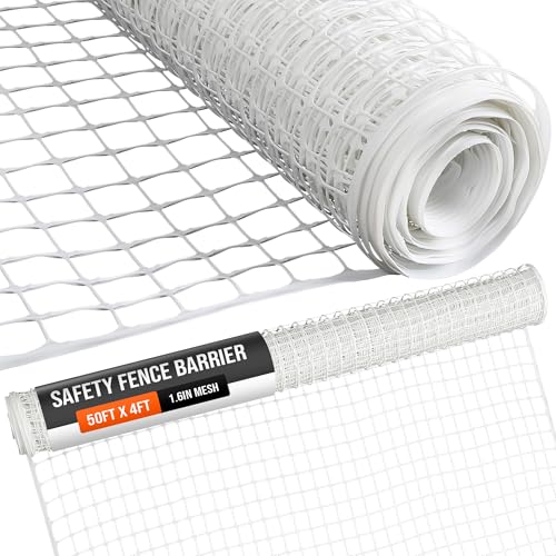 Plastic Fence, Plastic Mesh Fence, Mesh Fencing, White, 4 x 50 Ft Roll - color: White