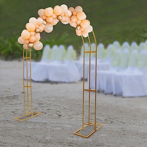 TFCFL Garden Arbor Arch 6.9 * 8.5 Ft Metal Wedding Arch, Heavy Duty Garden Trellis, Easy to Assemble, Garden Arbor for Climbing Plant Outdoor & Indoor, Party Ceremony Arches (Gold)