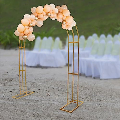 TFCFL Garden Arbor Arch 6.9 * 8.5 Ft Metal Wedding Arch, Heavy Duty Garden Trellis, Easy to Assemble, Garden Arbor for Climbing Plant Outdoor & Indoor, Party Ceremony Arches (Gold)