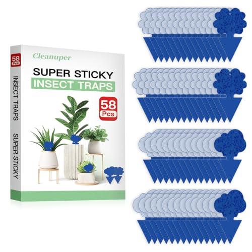 58 Pack Gnat Killer Sticky Traps for Plants - Blue Fungus Gnat Sticky Trap for Indoor Houseplants, Fruit Flies, Whiteflies, Aphids - Family Friendly Design, Flower and Cloud Shapes - color: Blue, size: 58 PCS