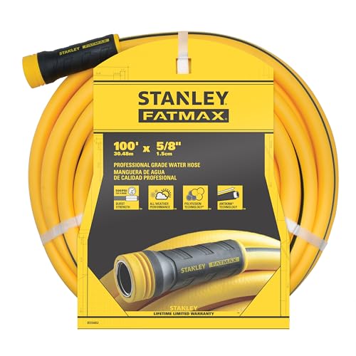 Stanley FATMAX Professional Grade Garden Hose, 100 Feet x 5/8 Inch, Yellow, 500 PSI - size: 100 Ft