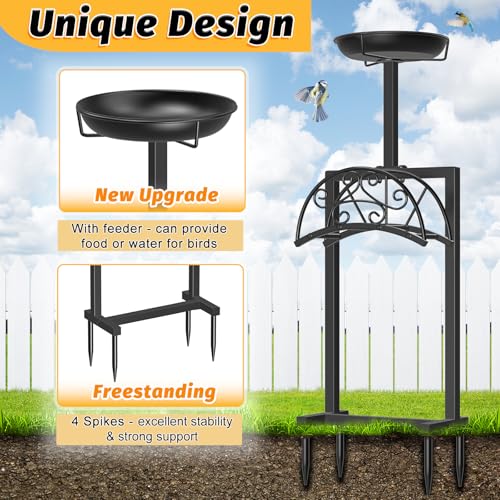 Garden Hose Holder, Freestanding Holds 150ft with Bird Feeder - style: Floral With bird feeder