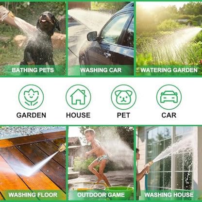 garden nozzle, high-pressure and heavy-duty metal nozzle, with 5 adjustable spray modes, high-pressure handheld sprayer, suitable for watering plants, cleaning houses, cars, and pets(2pcs)