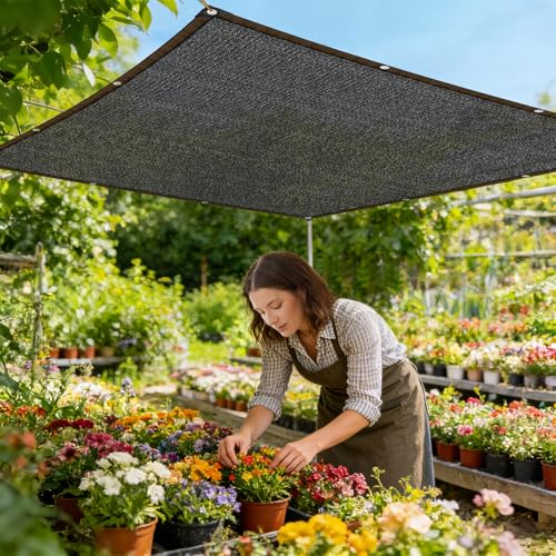 Shade-Cloth 85-90% for Garden Plants 8x14 FT, Black Sun-Block Shade Cover Mesh Tarp with Grommets Sun Shade Canopy for Outdoor Pergola Patio Flower Lawn Kennel Chicken Coop - size: 8x14 FT