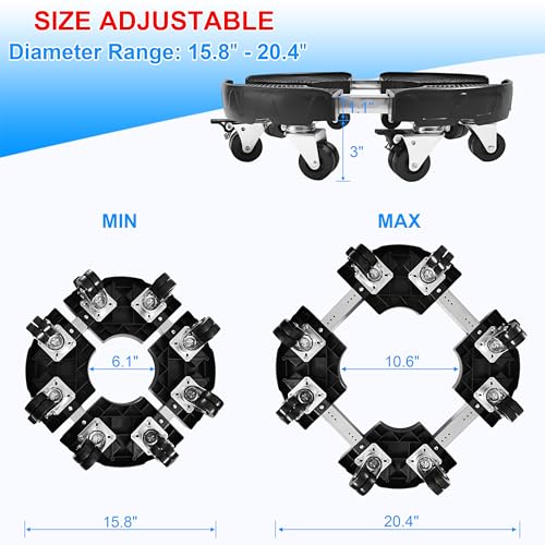 CASIMR Plant Stand with Wheels, Heavy Duty Plant Caddy with 8 Twin Casters, Adjustable 15-20 Inch Indoor Outdoor Large Rolling Plant Stand Planter Cart Dolly for FlowerPot, 600lbs Capacity - color: Black+ 8 Black Casters