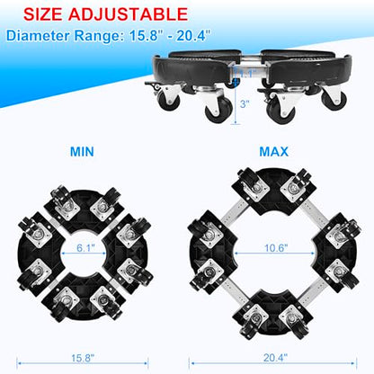 CASIMR Plant Stand with Wheels, Heavy Duty Plant Caddy with 8 Twin Casters, Adjustable 15-20 Inch Indoor Outdoor Large Rolling Plant Stand Planter Cart Dolly for FlowerPot, 600lbs Capacity - color: Black+ 8 Black Casters