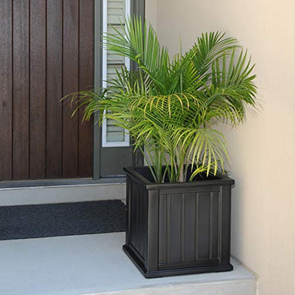 Mayne Cape Cod 20in Self-Watering Square Planter, Black - color: Black, size: 20in