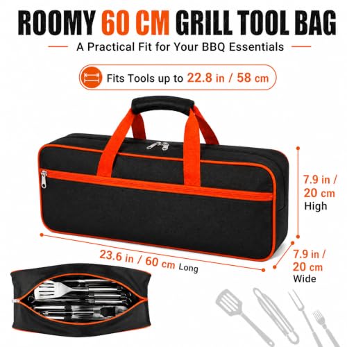 Grill Tool Storage Bag for Outdoor Grill Accessory Storage 23.6 x 8 x 8Inch