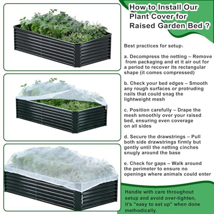 1 Pack Garden Netting for Raised Beds, Fine Mesh Bird Netting Barrier Screen with Zipper Drawstring Garden Bed Plant Cover for Protect Vegetable Fruits Crop from Animals Pest Insect, 8.2×4.3×2Ft - size: 8.2×4.3×2Ft-1 pcs