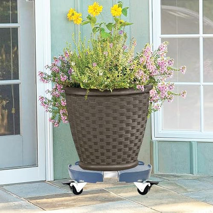 CASIMR Plant Caddy with Wheels, Heavy Duty 440lbs Capacity Rolling Plant Stand, 15-20 Inch Adjustable Indoor Outdoor Plant Dolly, Round Plant Roller Base Flower Pot Rack Holder Trolley Casters Tray, Blue+Black - color: Blue+Black
