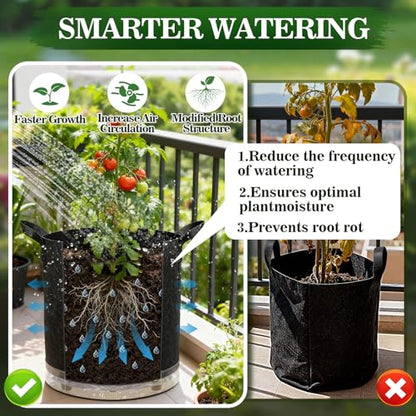 5 Pack 7 Gallon Self-Watering Grow Bags with Reservoir and Support Rings - size: 7 Gallon