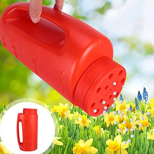 Hand Held Spreader, Fertilizer Salt Spreader, Ice Salt Dispenser with Adjustable Hole Size Cover for Lawns Gardens Walkways (red) - color: red