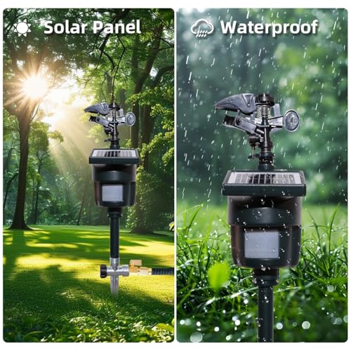 Solar Motion Activated Sprinkler with Day & Night Detection Modes Repellent Detector for Garden Outdoor Waterproof - size: New 1 unit[solar panel]