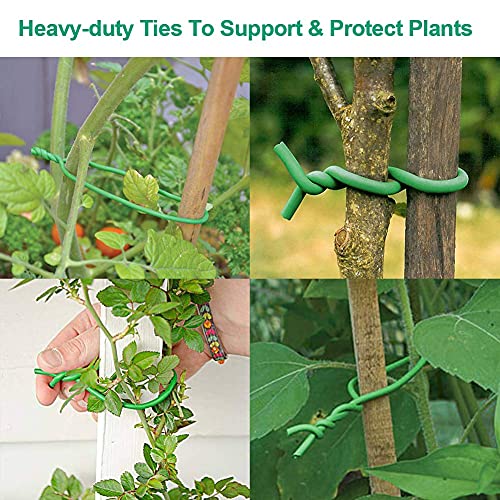 Soft Plant Ties, Garden Ties TPR Flexible Durable Heavy Duty Twist Wire for Twine Tomato Branches Vines and Tying Up Cable Wires (Green) (50ft, 0.2in) - size: 50ft