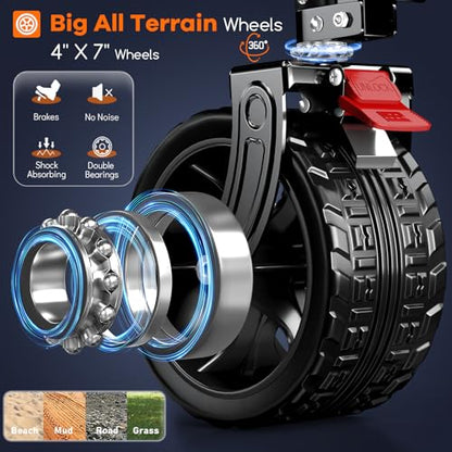 Originsure 300L Foldable Beach Wagon Cart with Big Wheels,560lbs,Grey&Black - color: Black&grey