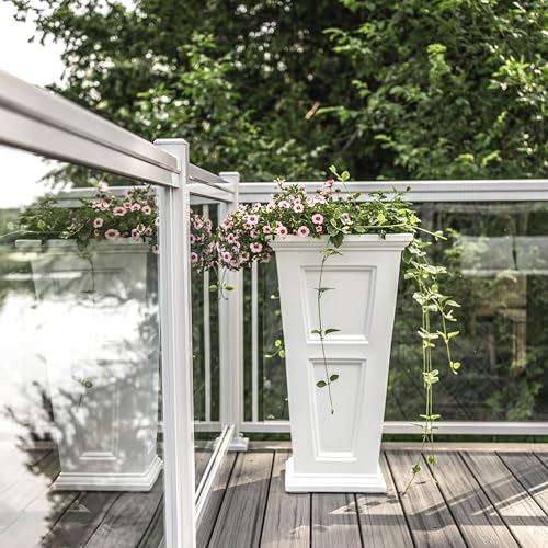Mayne Fairfield 28in Self-Watering Tall Square Planter, White - color: White