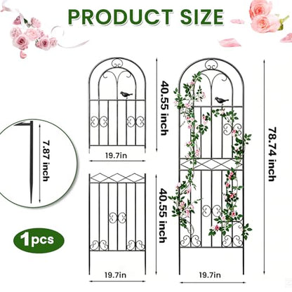 1 Pack 78.7"x19.7" Metal Gardon Trellis for Climbing Plants Outdoor,Black - size: 1P: 78.7" H x 19.7" W