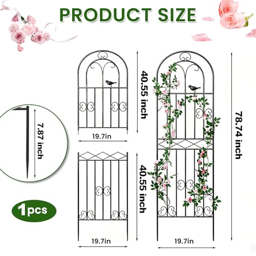 1 Pack 78.7"x19.7" Metal Gardon Trellis for Climbing Plants Outdoor,Black - size: 1P: 78.7" H x 19.7" W