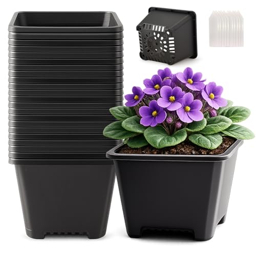 25 Packs Square Nursery Pots for Plants 5.5 Inch Seedling Pots with Holes - size: 5.5 Inch