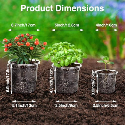 Bonviee Clear Nursery Pots with Drainage Holes, 4/5/7 Inch, 30-Pack - size: 4/5/7 Inch-30 Packs