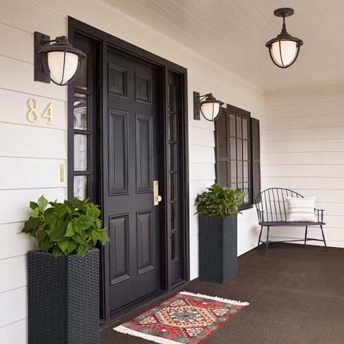 SUNNYPARK 2 Pack Tall Planters for Outdoor Rattan Square Box 12x12x24inch - color: Black 2 Pack