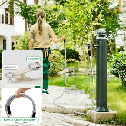 SPECILITE 1/2"x 15FT 304 Stainless Steel Short Leader Garden Hose for Reel - size: 15 ft