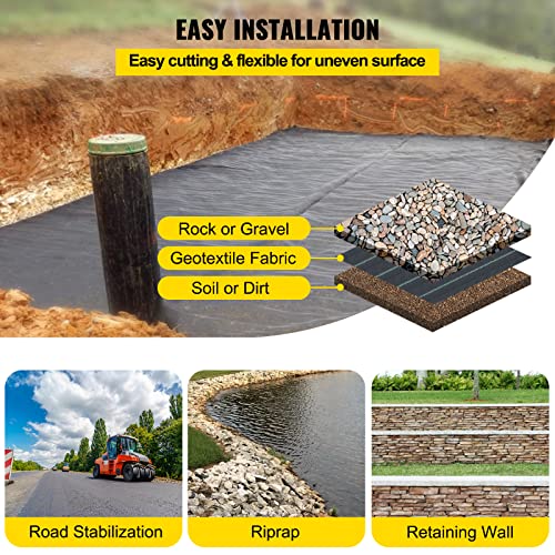 Happybuy 13ft x 108ft Driveway Fabric, 5oz Heavy Duty Weed Barrier Fabric - size: 13FTx108FT-5OZ