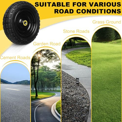 10 Inch Solid Rubber Tires, 4.10/3.50-4 Tire and Flat Free with 5/8" Bearings, 2.17" Offset Hub for GOR Garden Carts, Garden Wagon Carts, Trolleys, Hand Trucks and Utility Cart(4 Pack) - size: 10 INCH - 4 Pack