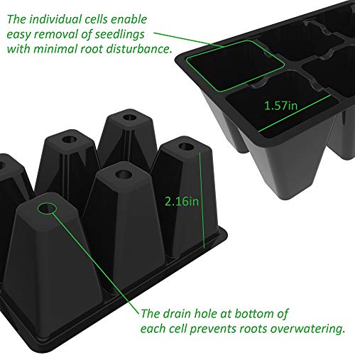 Gardzen 120 Pack 6 Cell Seed Starter Trays with Drainage Holes Black - color: Black, size: 120 Pcs
